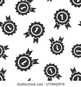 Winner icon in flat style. Rosette award vector illustration on white isolated background. Medal seamless pattern business concept.