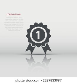 Winner icon in flat style. Rosette award vector illustration on white isolated background. Medal business concept.