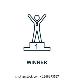 Icono del ganador de la colección de caza de cabezas. Icono de ganador de línea simple para plantillas, diseño web e infografías