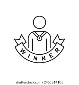 Winner icon line style isolated on white background. Vector illustration