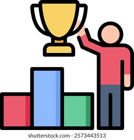 Winner Icon Lineal Color Vector Illustration