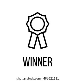 Winner icon or logo in modern line style. High quality black outline pictogram for web site design and mobile apps. Vector illustration on a white background.
