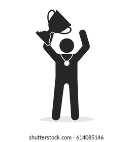 Winner icon man and cups