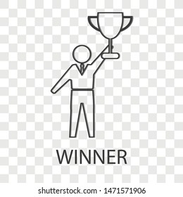 Winner icon on transparency background. Flat vector illustration.