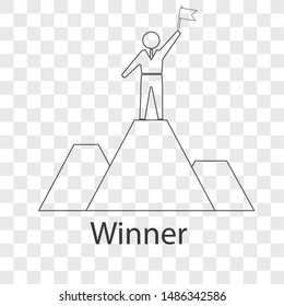 Winner icon on transparency background. Line vector illustration.