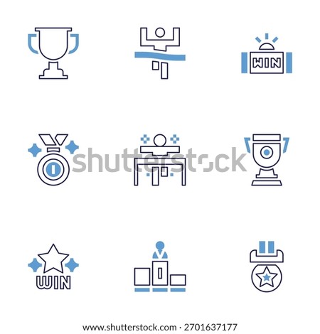 Winner icon set. Bold line style. Duotone colors. Editable stroke. trophy, medal, win, winner, lottery.