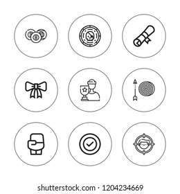 Winner icon set. collection of 9 outline winner icons with champion, billiard, boxing, diploma, ribbon, success, silver icons. editable icons.