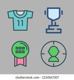 winner icon set. vector set about trophy, target, medal and soccer jersey icons set.