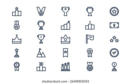 Winner icon symbolizing success, achievement, and first place victory in outline style