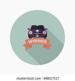 Winner icon, Vector flat long shadow design. Racing concept.