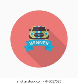Winner icon, Vector flat long shadow design. Racing concept.