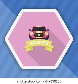 Winner icon, Vector flat long shadow design. Racing concept.