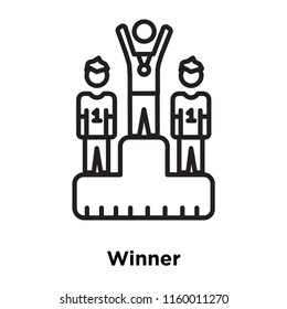 Winner icon vector isolated on white background, Winner transparent sign , sign and symbols in thin linear outline style
