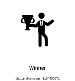 Winner icon vector isolated on white background, logo concept of Winner sign on transparent background, filled black symbol