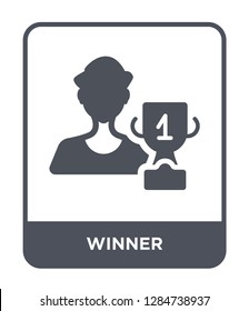 winner icon vector on white background, winner trendy filled icons from Strategy collection, winner vector illustration