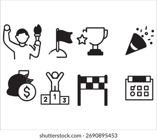 Vector de colección de iconos de ganador Archivo EPS