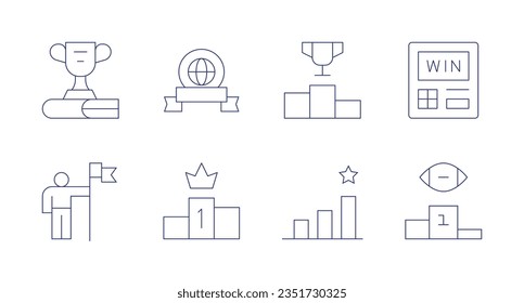 Winner icons. editable stroke. Containing award, medal, podium, vending machine, conquest, success, winner.