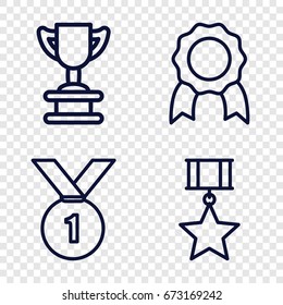 Winner icons set. set of 4 winner outline icons such as medal, number 1 medal, medal with star