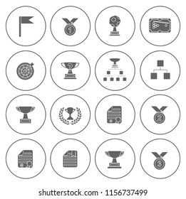 winner icons set - cup and medal icons - award prize sign and symbols