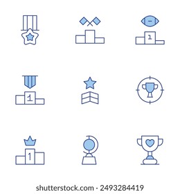 Winner icons set. Line Duotone style, editable stroke. podium, triumph, award, winner, trophy, star, medal, competition.