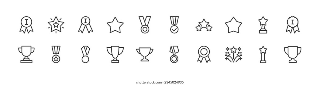 winner icons set for web and UIUX design. Vector objects isolated on a white background