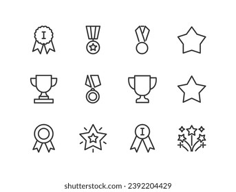 winner icons set for web and UIUX design. Vector objects isolated on a white background