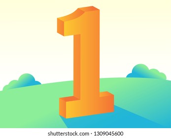 the winner illustration. number one 3d vector concept design. succesfully achievement