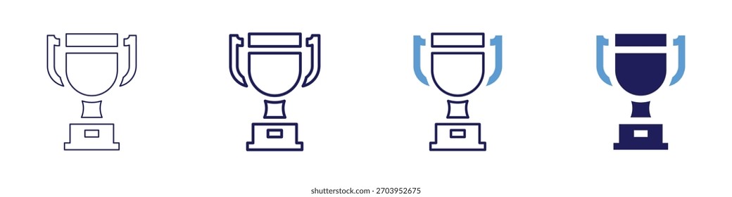 Icono de visión del ganador en 4 estilos diferentes. Línea delgada, línea, línea en negrita, duotono. Estilo duotono. Trazo editable.