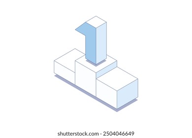 Gewinner Isometrische Illustration. Isometrisches 3D-Symbol für den Gewinner. Bearbeitbarer isometrischer Strich-Vektor. Links stehende Position.