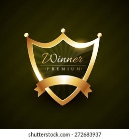 winner label badge design with ribbon vector illustration