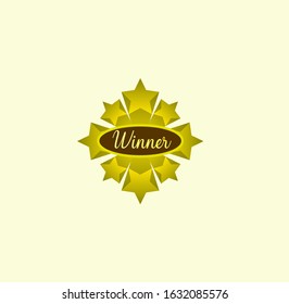 winner label logo icon for surprise sticker with star illustration