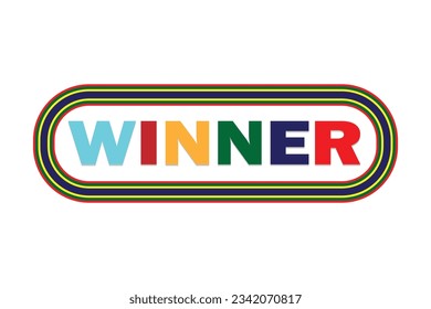 Winner label on white background, vector illustration. Graphic design element.
