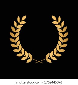 winner label sign. leaf symbol victory. gold award laurel wreath. 