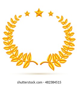 Winner laurel wreath and stars isolated on white background