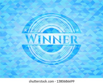 Winner light blue mosaic emblem