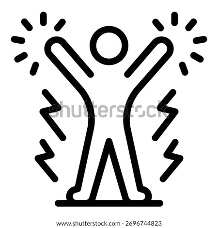 Winner and lightning icon. Outline winner and lightning vector icon for web design isolated on white background