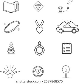 Winner Line Art Icon set 