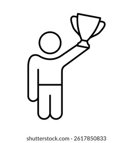 Winner Line Icon. Award, Success, Achievement, Sport, Competition, Trophy, Champion, Medal, Leadership Editable Stroke Vector Illustration.