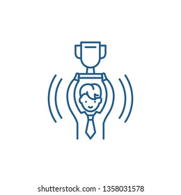 Winner line icon concept. Winner flat  vector symbol, sign, outline illustration.