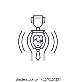 Winner line icon concept. Winner vector linear illustration, symbol, sign