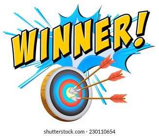 Winner logo illustration with arrows