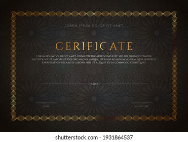 Winner luxury certificate template design, blank diploma in black and gold colours with textplace