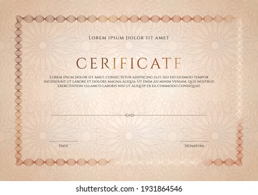Winner luxury certificate template design, blank diploma in old vintage colours with textplace