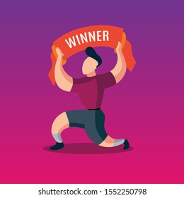 a winner man flat design