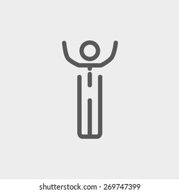 Winner man icon thin line for web and mobile, modern minimalistic flat design. Vector dark grey icon on light grey background.