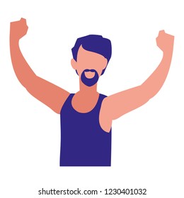 Winner man over white background