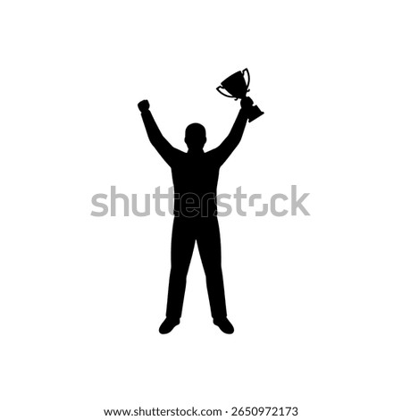 Winner man silhouette icon vector flat design.