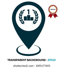 winner and map pointer. vector illustration