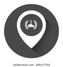 winner and map pointer. vector illustration