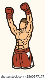 The Winner Martial Art Boxing Sport Fighter Action Kickboxing Muay Thai Cartoon Graphic Vector